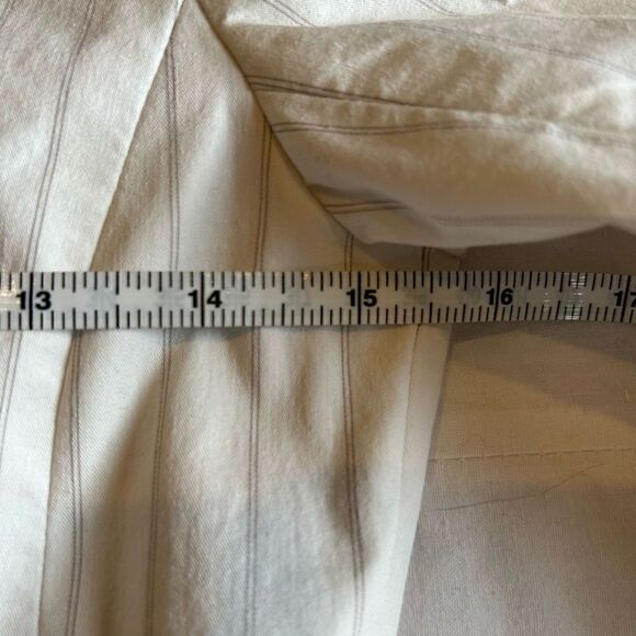 Ann Taylor LOFT 0petite off white pinstriped shirt cotton blend jacket vintage - Picture 7 of 12